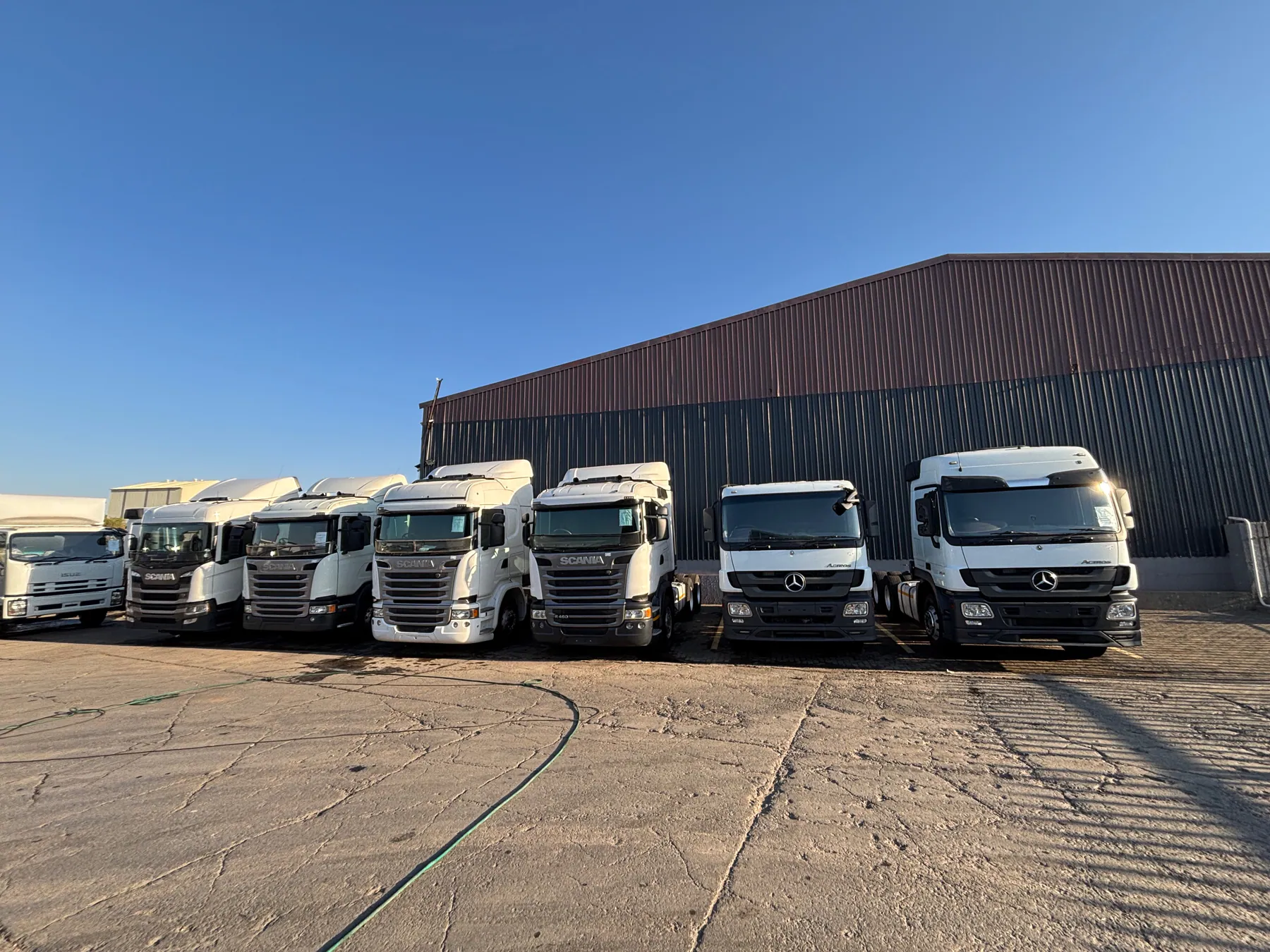 Commercial truck fleet after mobile detailing